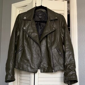Forever 21 Olive Faux Leather Jacket for Women